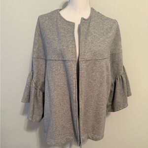 Anthropologie Evelyn K Gray Sweatshirt Open Front Cardigan